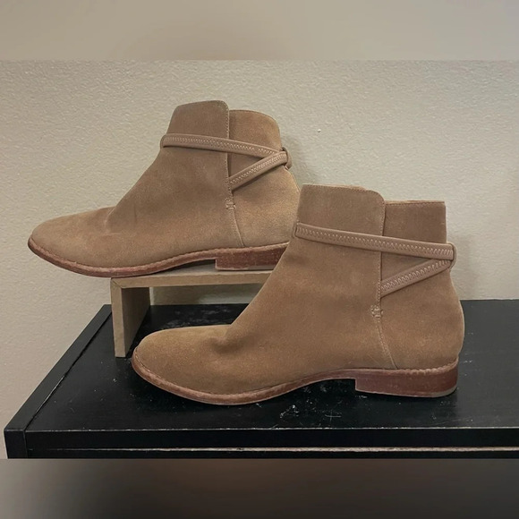 Joie Flat Booties Presley Suede Leather Tan Boho Country Size 38.5 US 8.5 - Picture 2 of 9